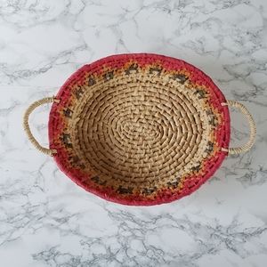 Boho Woven Straw Basket Tray